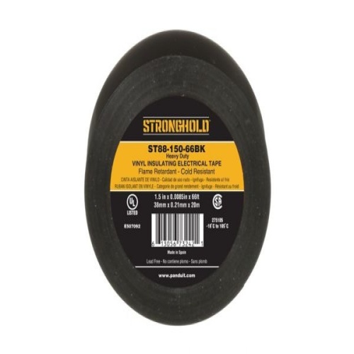 Panduit ST88-150-66BK StrongHold™ ST88-150-66BK Electrical Tape, Black, PVC, Heavy Duty, 1.5", 0.0085"