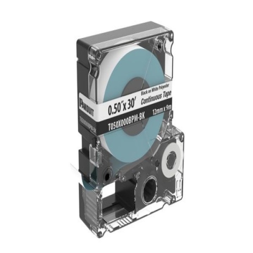 Panduit PXE Cassette, Continuous Tape, Polyester, .5" W x 30' L, BL/WH