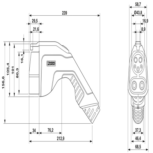 Phoenix Contact 1236308 DC charging cable EV-T1G2CC-DC40A-4,0M10ASBK11