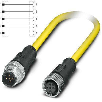 SAC-5P-M12MS/ 0,5-542/M12FS BK Phoenix Contact 1406154 PVC,Yellow 0.5 m ...