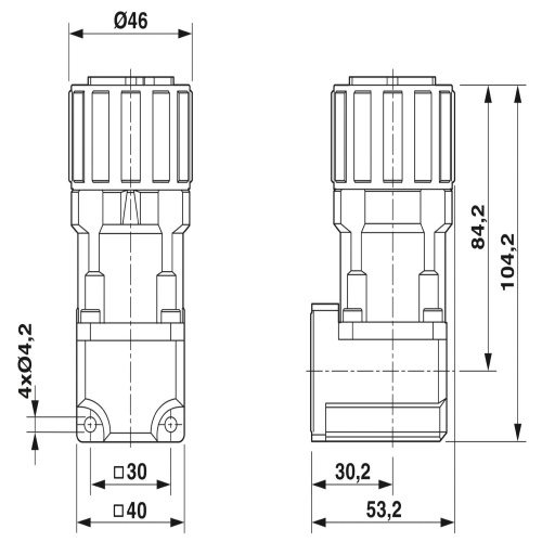 Phoenix Contact 1607532 Device connector front mounting with knurled ...