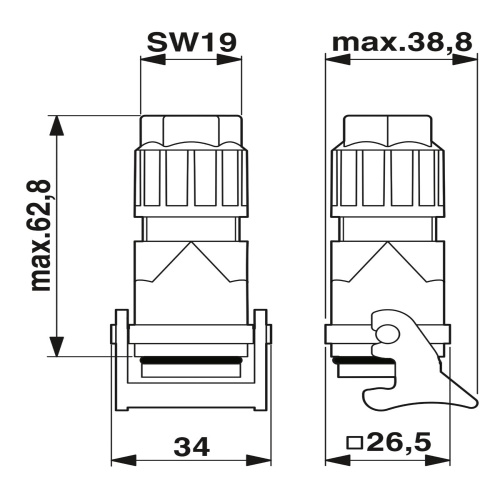 Phoenix Contact 1641604 Connector HC-A3-STQ1,5-KML-G-PA