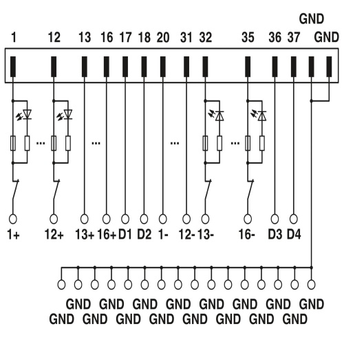 Phoenix Contact 2905245 Termination board UM-D37M/DS/FU/LED/AID4/C300/L