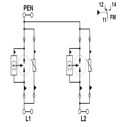 Phoenix Contact 2905467 Type 1+2 special combined lightning current and surge arrester FLT-SEC-T1+T2-2C-350/25-FM