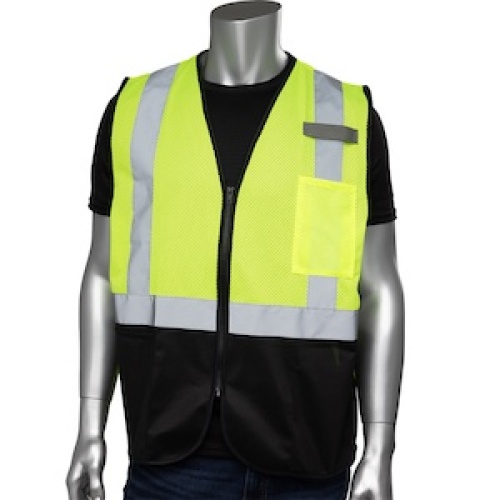 PIP 302-V173BOR-L/XL ANSI Type R Class 2 Three Pocket Mesh Vest with Black Bottom Front