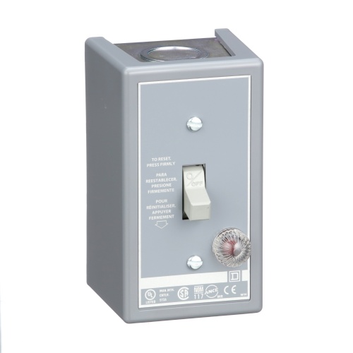 Schneider Electric 2510FG1P Manual Starter, fractional horsepower, 16A, 1 pole, 1 HP at 277 VAC, toggle operated, red indicator, NEMA 1 enclosure