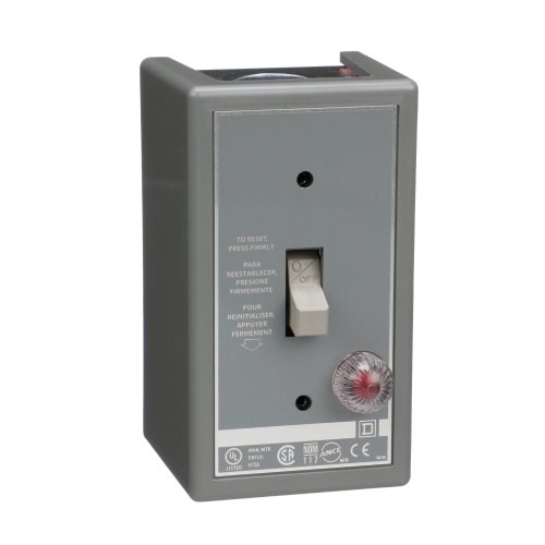 Schneider Electric 2510FG2P Manual Starter, fractional horsepower, 16A, 2 poles, 1 HP at 277 VAC, toggle operated, red indicator, NEMA 1 enclosure