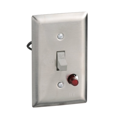 Schneider Electric 2510FS1P Manual Starter, fractional horsepower, 16A, 1 pole, 1 HP at 277 VAC, toggle operated, red indicator, stainless flush