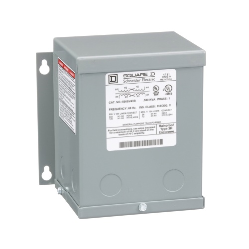 Schneider Electric 500SV43B Buck Boost Transformer - Single Phase, 500 VA, 120 X 240V In, 12/24V Out