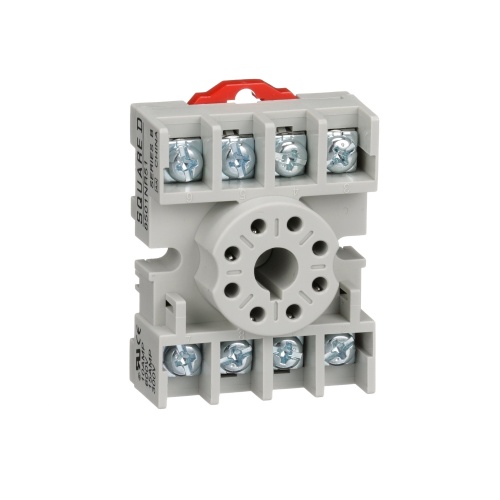 Schneider Electric 8501NR51B Plug in relay, Type N, relay socket, 8 tubular pin, single tier, for 8510KP relays and 9050JCK timers, bulk packaged
