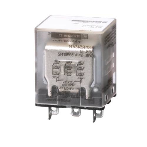 Schneider Electric 8501RS43V14 R type plug in relay 10 Amp Three Pole 24 VAC coil No Indicator