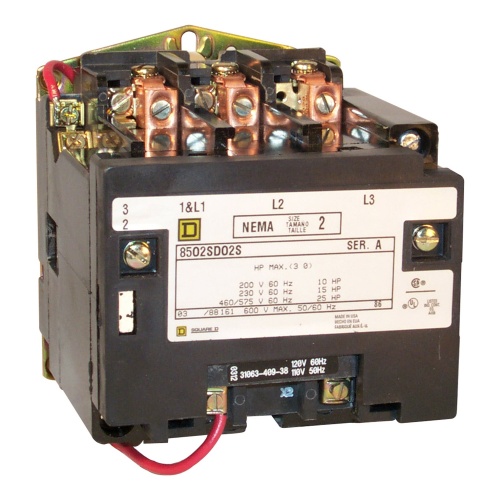 Schneider Electric 8502SDO1V02S - Type S Contactor - 45 Amp, 120 VAC, 2P, Open