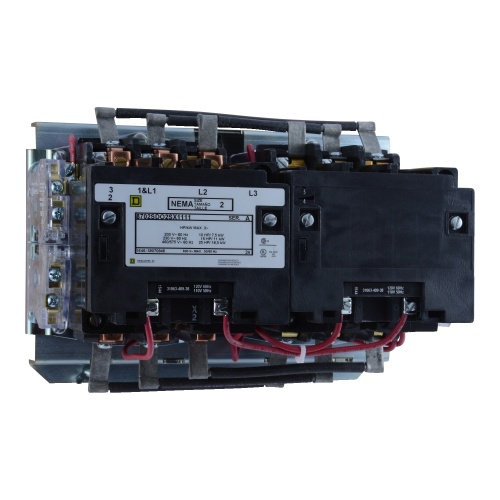 Schneider Electric 8702SDO2V02S NEMA Contactor, Type S, reversing, Size 2, 45A, 3 pole, 3 Phase, horizontal, 110/120 VAC 50/60 Hz coil, open style