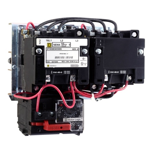Schneider Electric 8736SCO8V02H30S NEMA Motor Starter, Type S, reversing, Size 1, 27A, 3 pole, horizontal, 120 VAC coil, Motor Logic SSOLR, open style