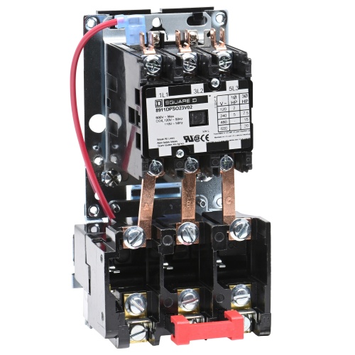 Schneider Electric 8911DPSO23V02 Starter, Definite Purpose, nonreversing, 25A, 3 pole, 3 Phase, 120 VAC coil, melting alloy overload, open style