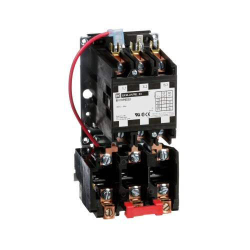 Schneider Electric 8911DPSO53V09 Starter, Definite Purpose, nonreversing, 50A, 3 pole, 3 Phase, 208 to 240 VAC coil, melting alloy overload, open style