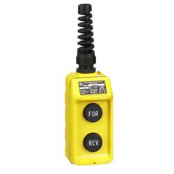 Schneider Electric 9001BW93Y Pendant Station, 2 mechanically interlocked push buttons, NO contacts, FORWARD REVERSE, yellow enclosure, 600 VAC 5 A