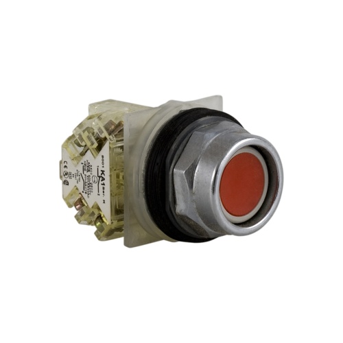 Schneider Electric 9001KR2RH13 Harmony 30 mm Red recessed Chromium plated metal Push Button Non-Illuminated 1 C/O Modular Complete Assembly