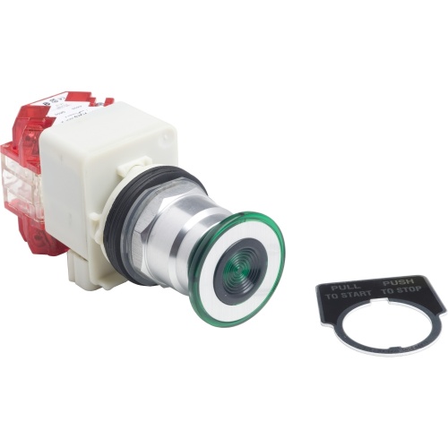 Schneider Electric 9001KR8P1GH25 Harmony 30 mm Chromium plated metal Mushroom Non-Illuminated 1 NC + 1 NC Modular Complete product