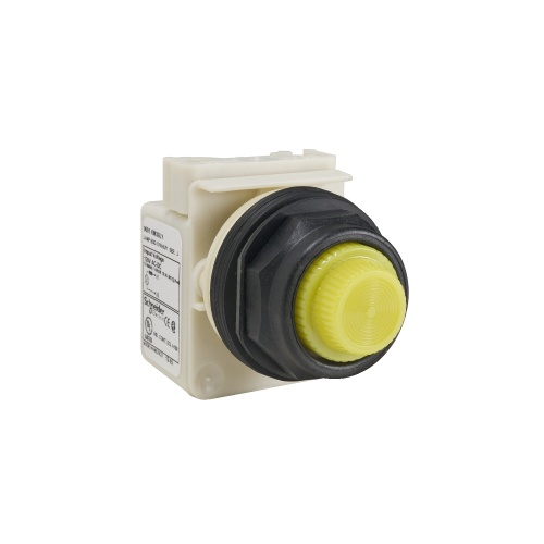Schneider Electric 9001SKP38LYY31 Harmony 30 mm Round Yellow Plastic Pilot Light Illuminated 24-28 V AC/DC Modular Pilot light