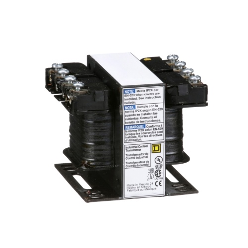 Schneider Electric 9070T50D36 Transformer, Type T, industrial control, 50 VA, 600 VAC primary / 12/24 VDC secondary, 1 phase, 50/60 Hz, 55 °C rise
