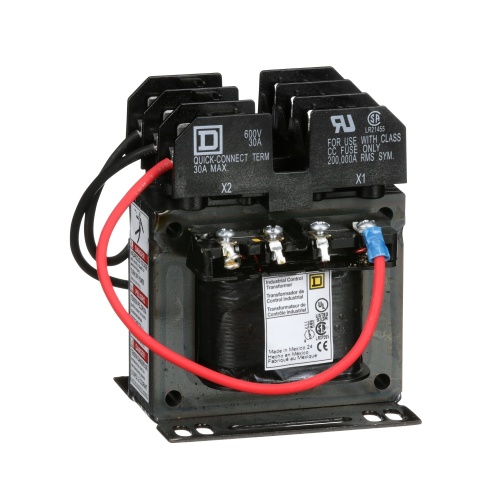 Schneider Electric 9070TF100D23 Transformer, Type TF, industrial control, 100 VA, 120/240 VAC primary / 24 VDC secondary, 1 phase, 50/60 Hz, 55 °C rise