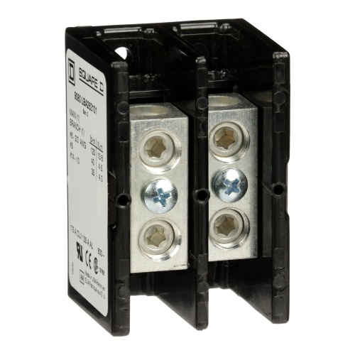 Schneider Electric 9080LBA262101 Power distribution block, Linergy, 2 pole, 1 line, 1 load, 175A CU, 135A AL, 600 V