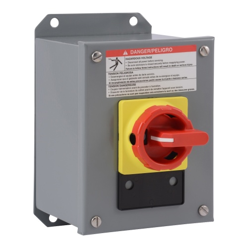 Schneider Electric 9421V2A30 Manual Motor Controller, TeSys Vario, rotary handle, 25A, 3 pole, 20 HP at 600 V, metallic enclosure, UL Type 12