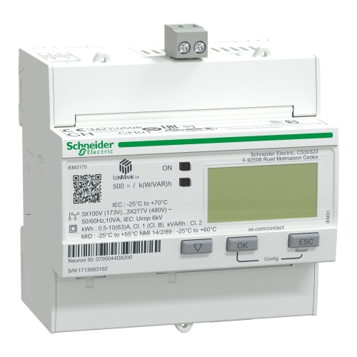 Schneider Electric A9MEM3175 iEM3175 energy meter - 63 A - LON - 1 digital I - multi-tariff - MID