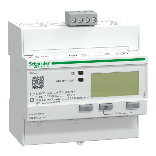 Schneider Electric A9MEM3455 iEM3455 energy meter - Modbus - 1 DI - 1 DO - multi-tariff - LVCT