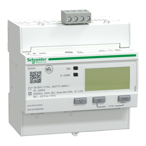 Schneider Electric A9MEM3565 iEM3555 energy meter - BACnet - 1 DI - 1 DO - multi-tariff - Rogowski coil