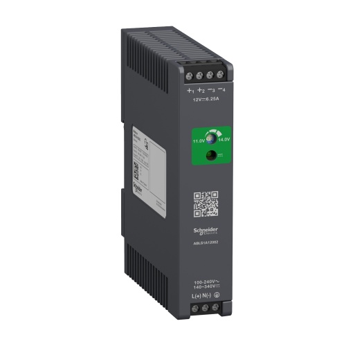 Schneider ABLS1A12062 Regulated Power Supply, 100-240V AC, 12V 6.2 A, single phase, Optimized