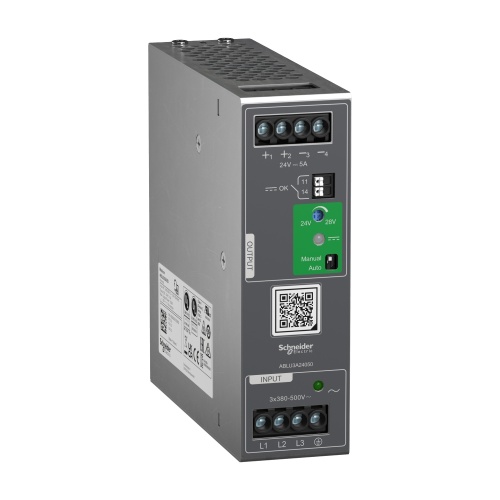 Schneider Electric ABLU3A24050 Regulated Power Supply, 380...500V AC, 24V, 5A, 3 phases, 