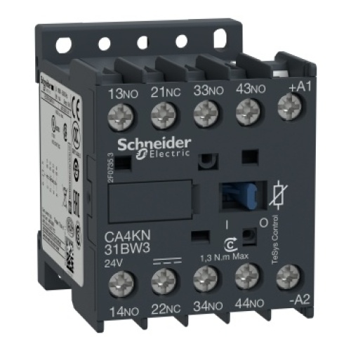 Schneider Electric CA4KN31EW3 Control relay, TeSys K, 3 NO + 1 NC, lt or eq to 690V, 48VDC low consumption coil