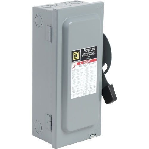 Schneider Electric CD222N Safety switch, general duty, fusible, 60A, 120/240 VAC, 2 poles, 15 hp, solid neutral, NEMA 1