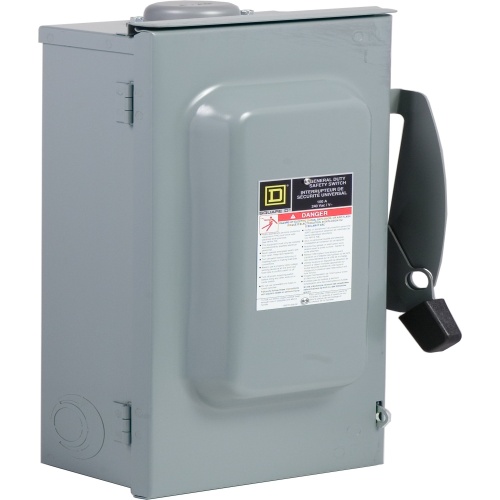 Schneider Electric CD223NRB Safety switch, general duty, fusible, 100A, 120/240 VAC, 2 poles, 30 hp, solid neutral, NEMA 3R with bolt on hub