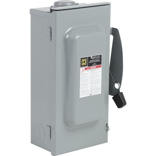 Schneider Electric CD323NRB Safety switch, general duty, fusible, 100A, 120/240 VAC, 3 poles, 30 hp, solid neutral, NEMA 3R with bolt on hub