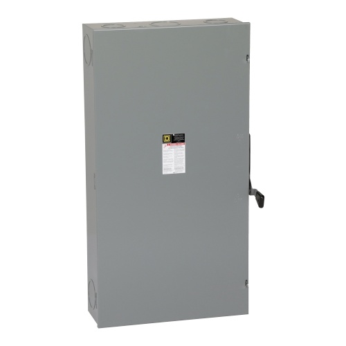 Schneider Electric D225N Safety switch, general duty, fusible, 400A, 2 poles, 120 VAC, NEMA 1, neutral factory installed