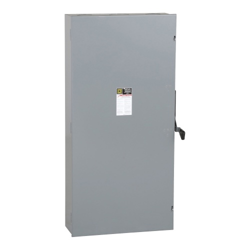 Schneider Electric D326N Safety switch, general duty, fusible, 600A, 3 poles, 150 hp, 240 VAC, NEMA 1, neutral factory installed