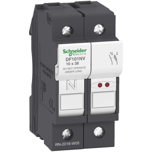 Schneider Electric DF101NV Fuse carrier TeSys DF, 1P+N 32A, fuse size 10x38 mm, blown fuse indicator