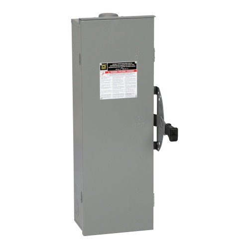 Schneider Electric DTU362RB Safety switch, double throw, non fusible, 60A, 600 VAC/VDC, 3 poles, 60 hp, NEMA 3R, bolt on provision