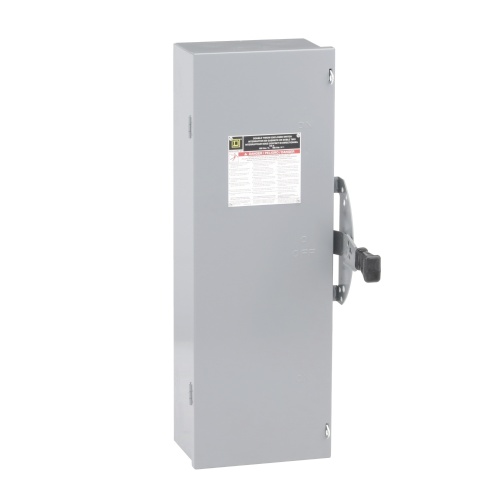 Schneider Electric DTU363 Safety switch, double throw, non fusible, 100A, 600 VAC/VDC, 3 poles, 100 hp, NEMA 1