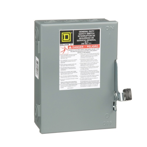 Schneider Electric DU321 Safety switch, general duty, non fusible, 30A, 3 poles, 7.5 hp, 240 VAC, NEMA 1