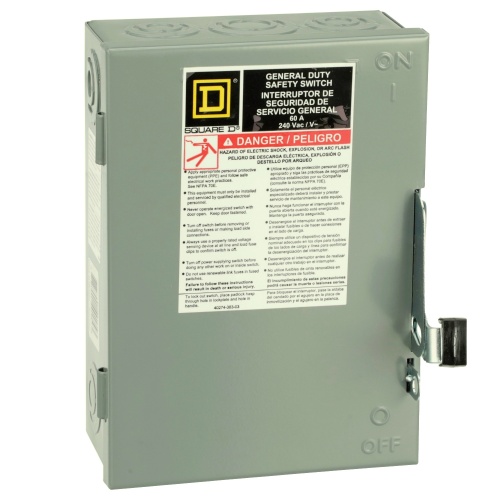 Schneider Electric DU322 Safety switch, general duty, non fusible, 60A, 3 poles, 15 hp, 240 VAC, NEMA 1