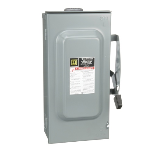 Schneider Electric DU323RB Safety switch, general duty, non fusible, 100A, 3 poles, 30 hp, 240 VAC, NEMA 3R, bolt-on provision