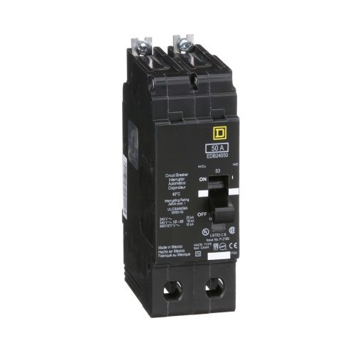 Schneider Electric EDB24050 E Frame, circuit breaker, 50 A, 2 pole, 480Y/277 V, 18/25 kA, bolt on