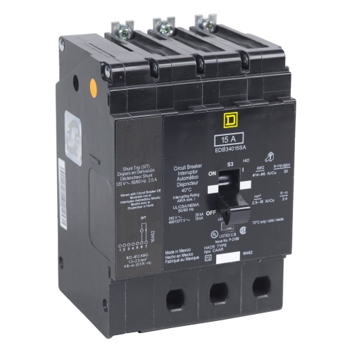 Schneider Electric EDB36060SA E-Frame Branch Brkr 60A, 3P, 600Y/347V, 14kA, Bolt-on Mnt, Shunt Trip