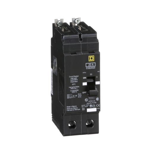 Schneider Electric EGB24020 E Frame, circuit breaker, 20 A, 2 pole, 480Y/277 V, 35/65 kA, bolt on