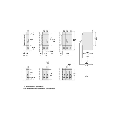 Schneider Electric EGB26025 E-Frame Branch Brkr 25A, 2P, 600Y/347V, 18kA, Bolt-on Mnt