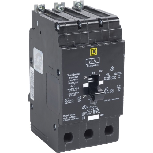 Schneider Electric EGB36090 E-Frame Branch Brkr 90A, 3P, 600Y/347V, 18kA, Bolt-on Mnt